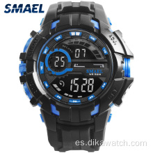 smael hombres LED reloj digital relojes de pulsera dorado electrónico